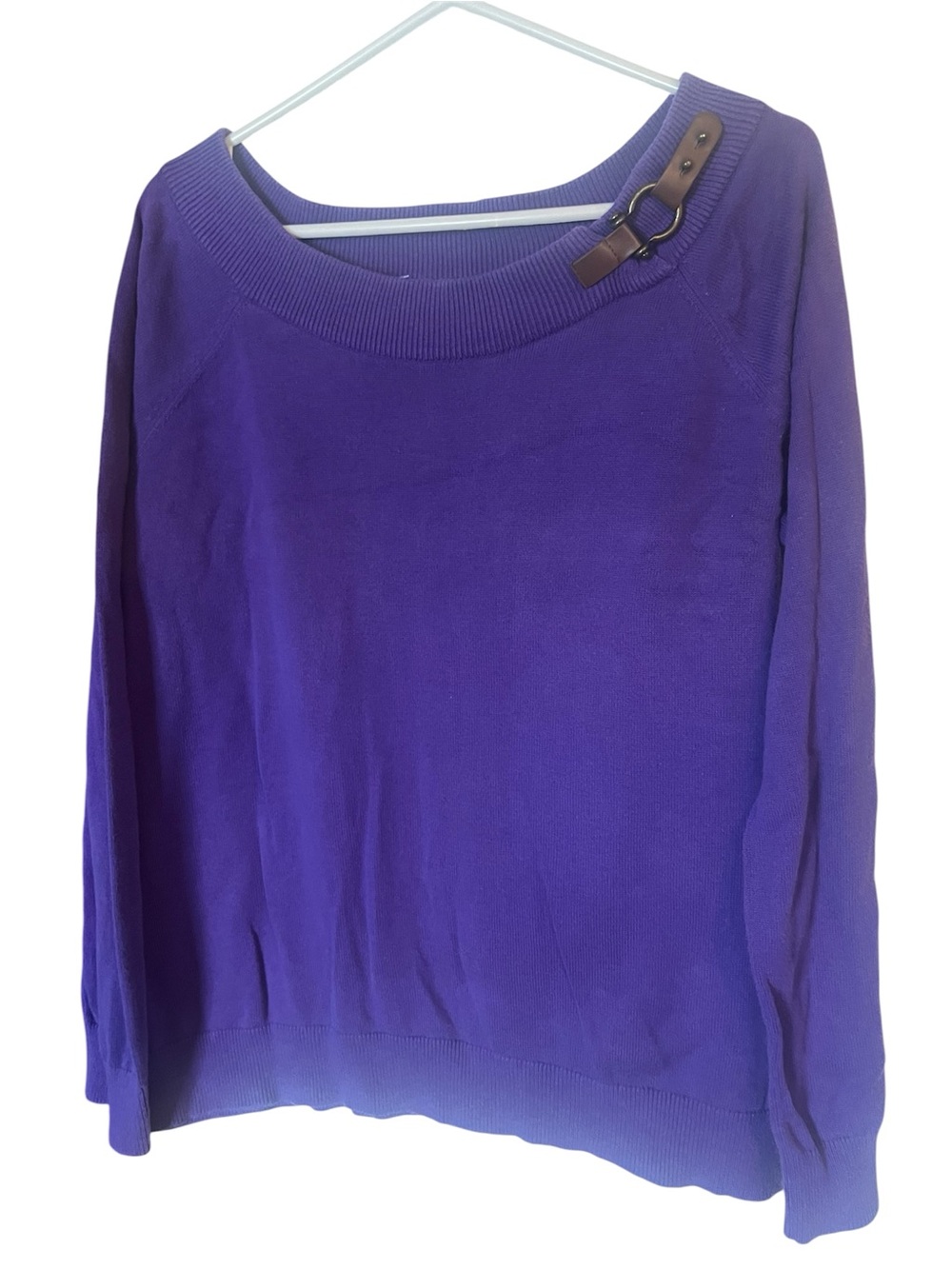 Lauren Ralph Lauren Purple Boatneck Sweater with Buckle Accent L360